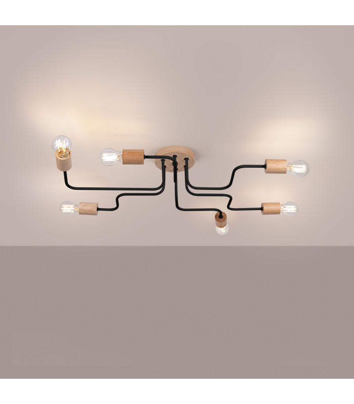Timbo Loft Semi Flush Ceiling 6 Light Black-3