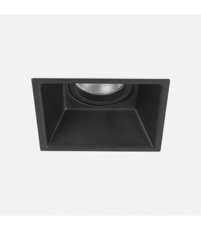 Square Recessed Downlight Fixed Matt Black, GU10 - 1
