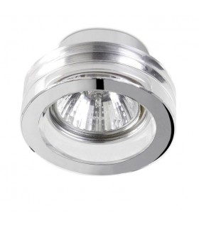1 Light Small Round Bathroom Recessed Ceiling Light Chrome IP54 - 1