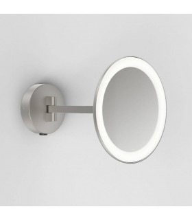 Bathroom Round LED Magnifying Mirror Matt Nickel IP44 - 1