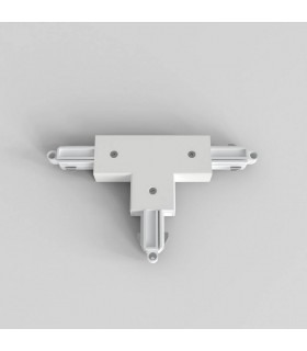 T Connector Left Nearside Earth Track Lighting Matt White - 1