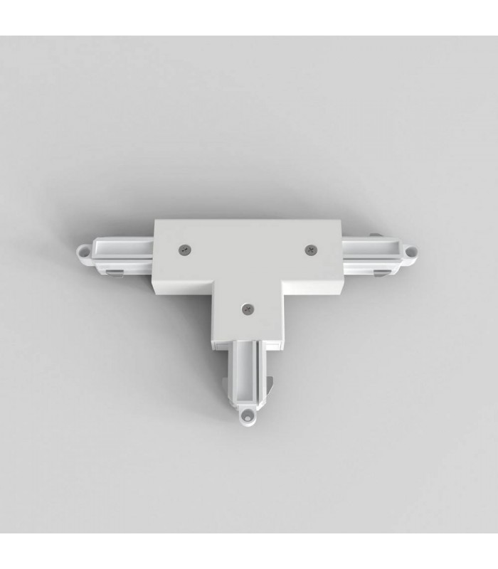 T Connector Left Nearside Earth Track Lighting Matt White - 1