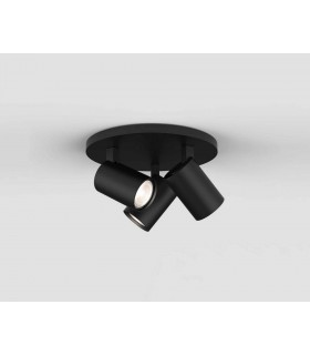 Triple Round Spotlight Matt Black, GU10 - 1