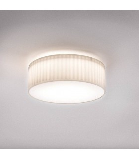 Cylindrical Ceiling Light White Fabric (Pleated), E27 - 1