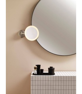 Bathroom Round LED Magnifying Mirror Matt Nickel IP44 - 2