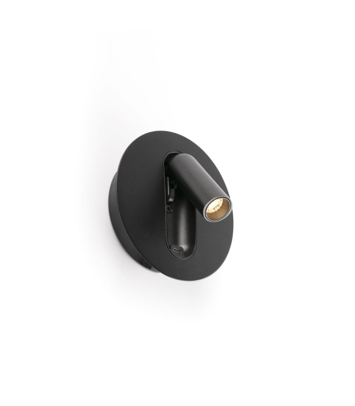 Timit USB C Reading Wall Light Matt Black 2700K-1
