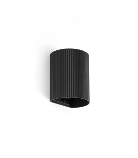 Sole Round Fluted Flush Wall Lamp Black 1x GU10-1