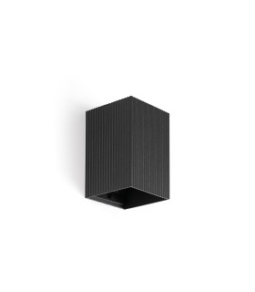 Lune Square Fluted Flush Wall Lamp Black 1x GU10-1