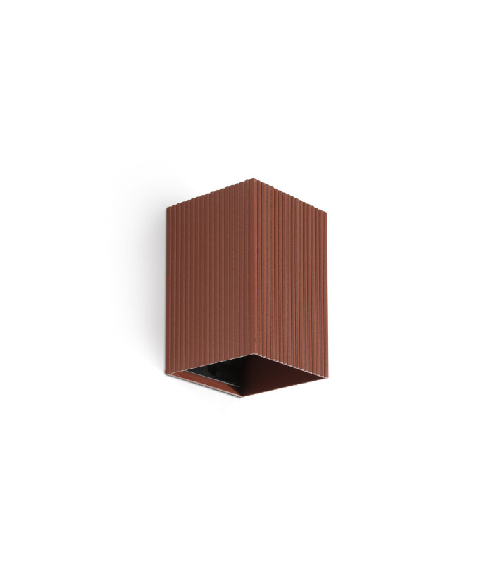 Lune Square Fluted Flush Wall Lamp Terracotta 1x GU10-1