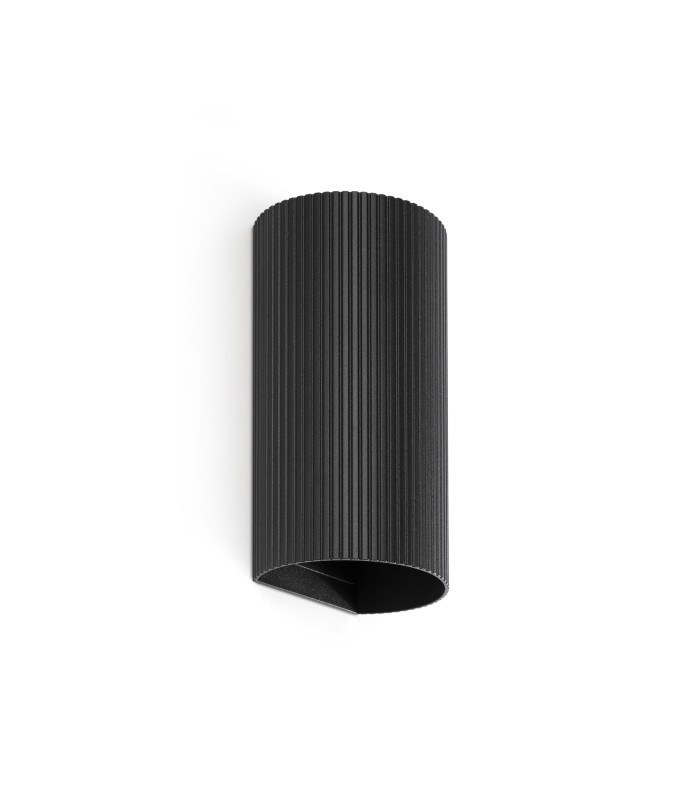 Sole Round Fluted Up & Down Wall Lamp Black 2x GU10-1