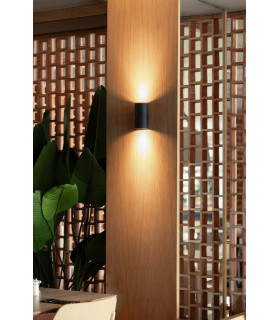 Sole Round Fluted Up & Down Wall Lamp Black 2x GU10-2
