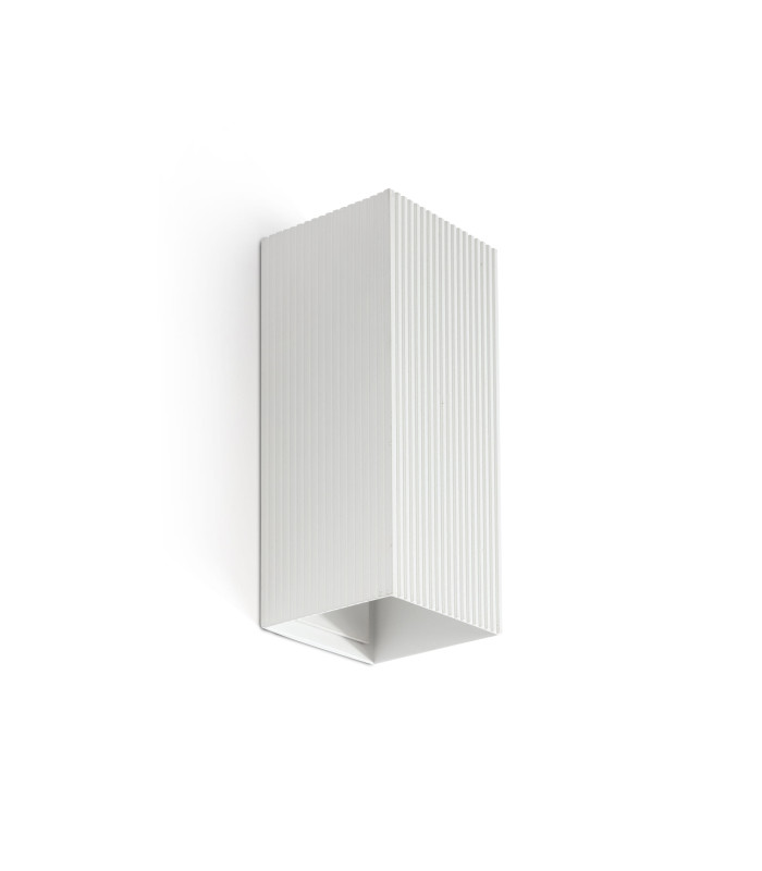 Lune Square Fluted Up & Down Wall Lamp White 2x GU10-1