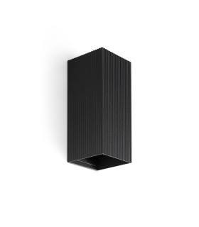 Lune Square Fluted Up & Down Wall Lamp Black 2x GU10-1