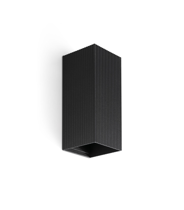 Lune Square Fluted Up & Down Wall Lamp Black 2x GU10-1