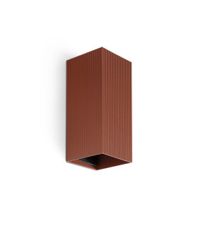 Lune Square Fluted Up & Down Wall Lamp Terracotta 2x GU10-1