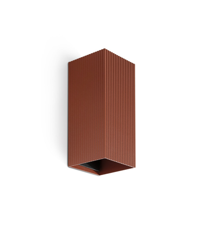 Lune Square Fluted Up & Down Wall Lamp Terracotta 2x GU10-1