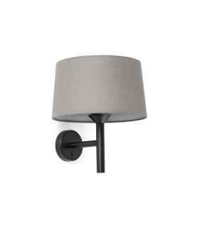 Windsor Wall Lamp with Shade Black Grey 1x E27-1