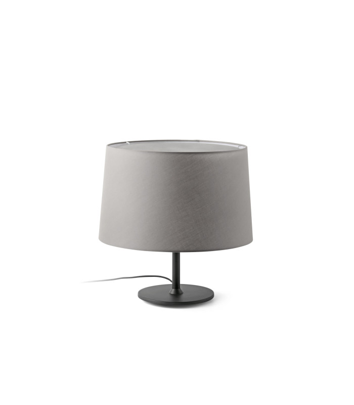 Windsor Table Lamp with Round Tapered Shade Black Grey 1x E27-1