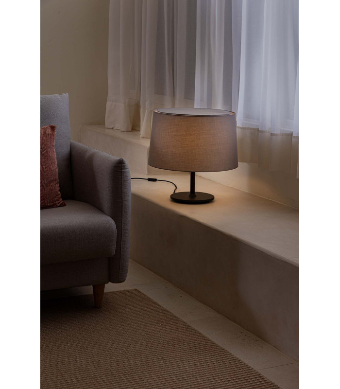 Windsor Table Lamp with Round Tapered Shade Black Grey 1x E27-2