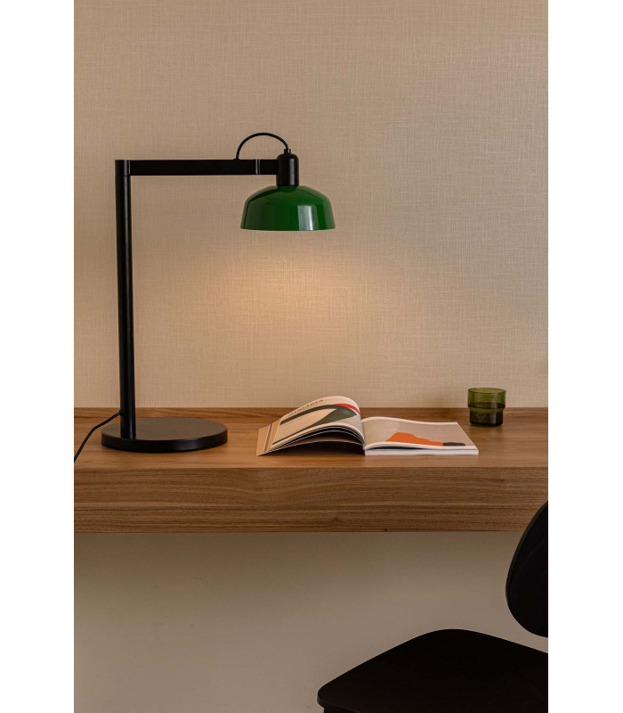 Tatawin Desk Task Lamp Black Gloss Green 1x E27-2
