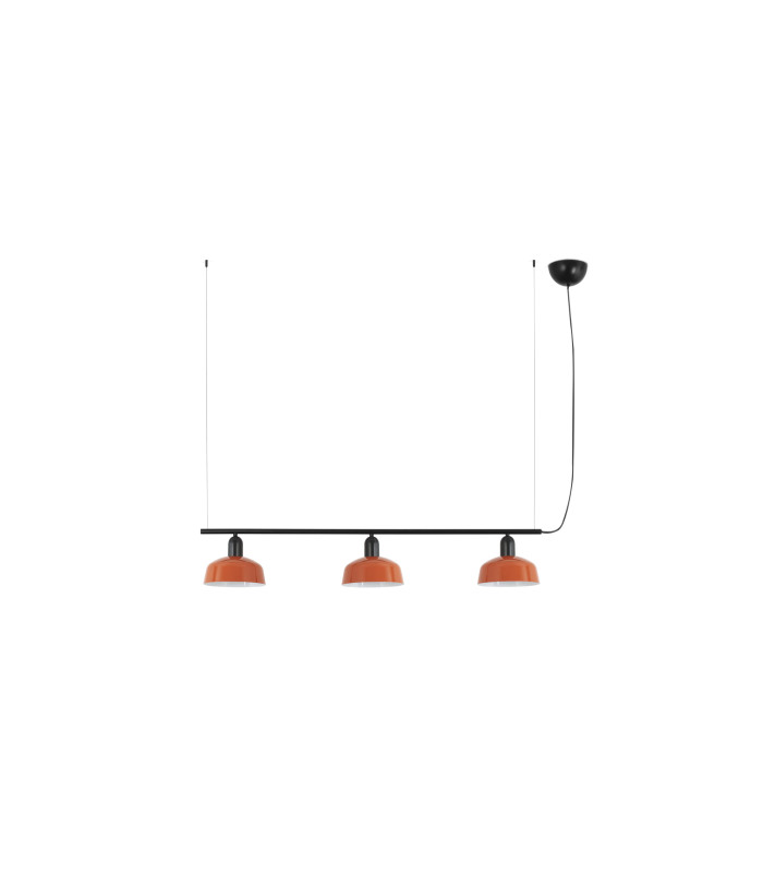 Tatawin Small Bar Pendant Ceiling Light Black Gloss Reddish Orange 3x E27-1