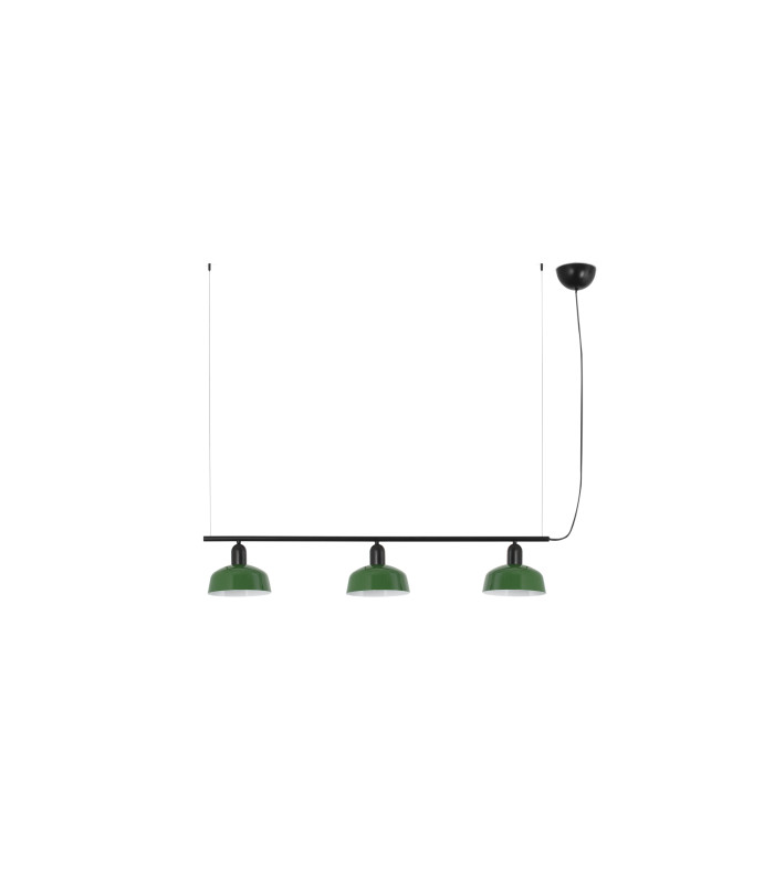 Tatawin Small Bar Pendant Ceiling Light Black Gloss Green 3x E27-1