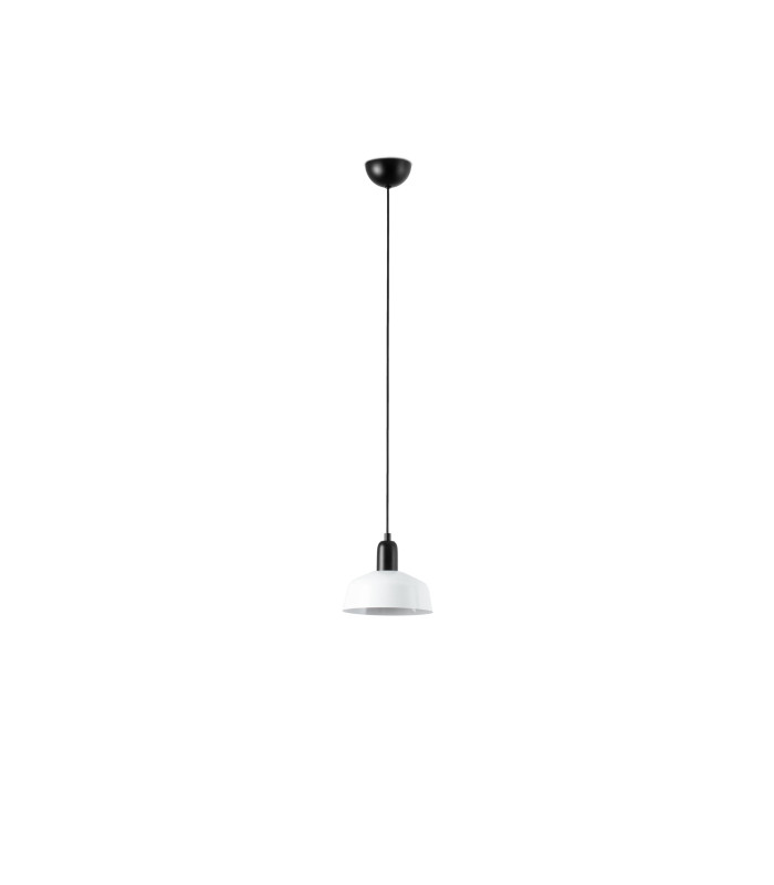 Tatawin Small Dome Pendant Ceiling Light Black Gloss White 1x E27-1