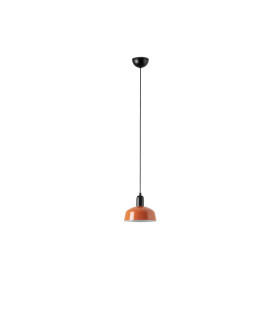 Tatawin Small Dome Pendant Ceiling Light Black Gloss Reddish Orange 1x E27-1