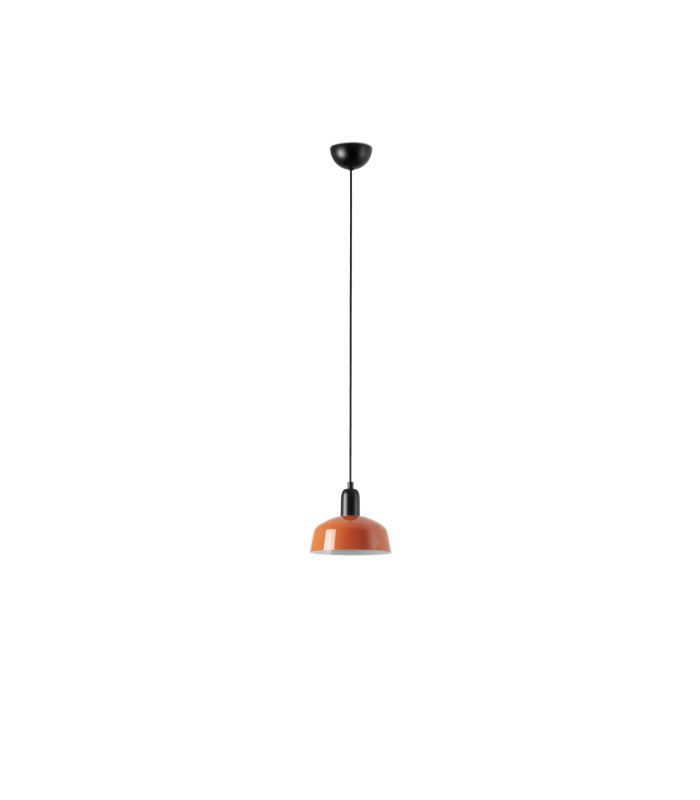 Tatawin Small Dome Pendant Ceiling Light Black Gloss Reddish Orange 1x E27-1