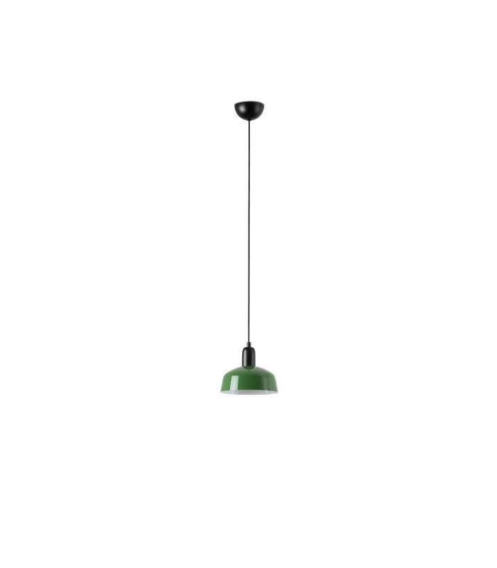 Tatawin Small Dome Pendant Ceiling Light Black Gloss Green 1x E27-1