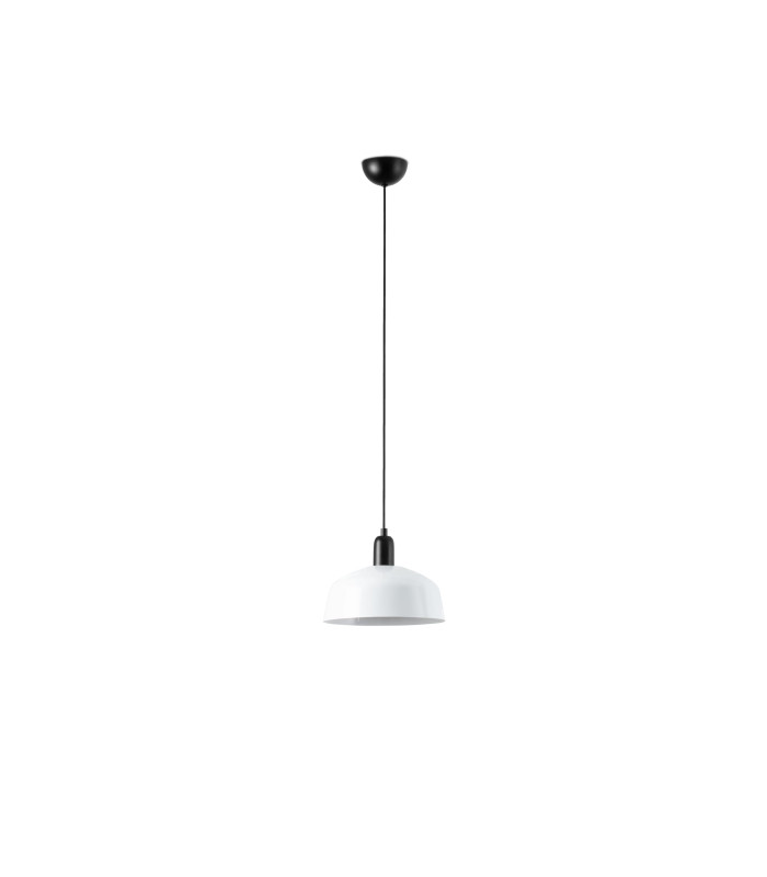 Tatawin Medium Dome Pendant Ceiling Light Black Gloss White 1x E27-1