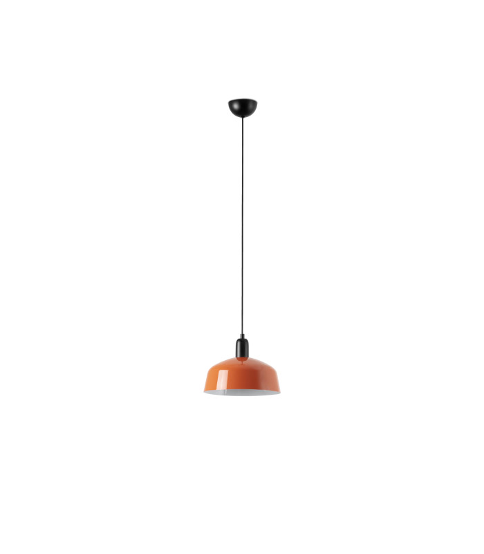 Tatawin Medium Dome Pendant Ceiling Light Black Gloss Reddish Orange 1x E27-1