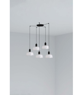 Tatawin Small Cluster Pendant Ceiling Light Black Gloss White 5x E27-1