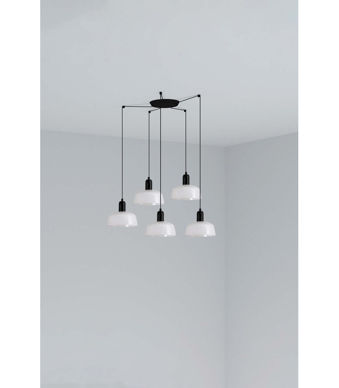 Tatawin Small Cluster Pendant Ceiling Light Black Gloss White 5x E27-1