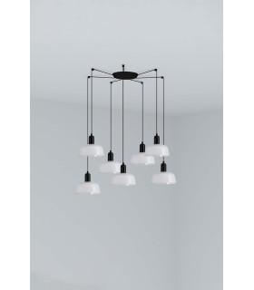 Tatawin Small Cluster Pendant Ceiling Light Black Gloss White 7x E27-1