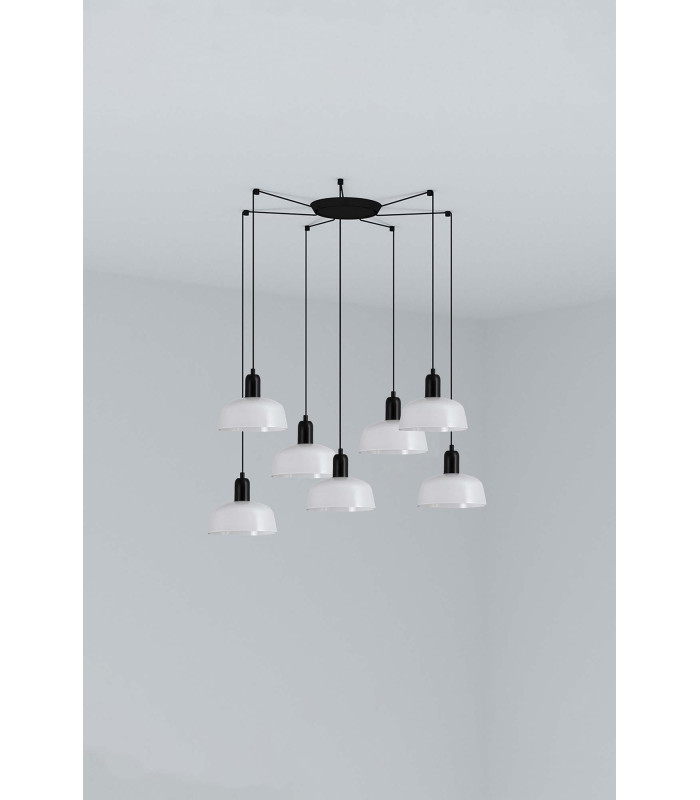Tatawin Small Cluster Pendant Ceiling Light Black Gloss White 7x E27-1
