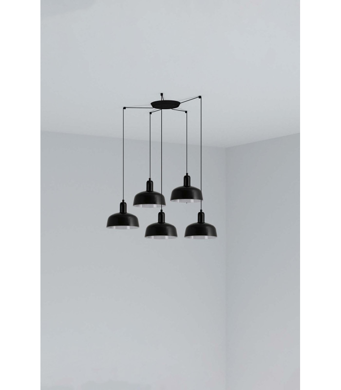 Tatawin Small Cluster Pendant Ceiling Light Black Gloss Black 5x E27-1