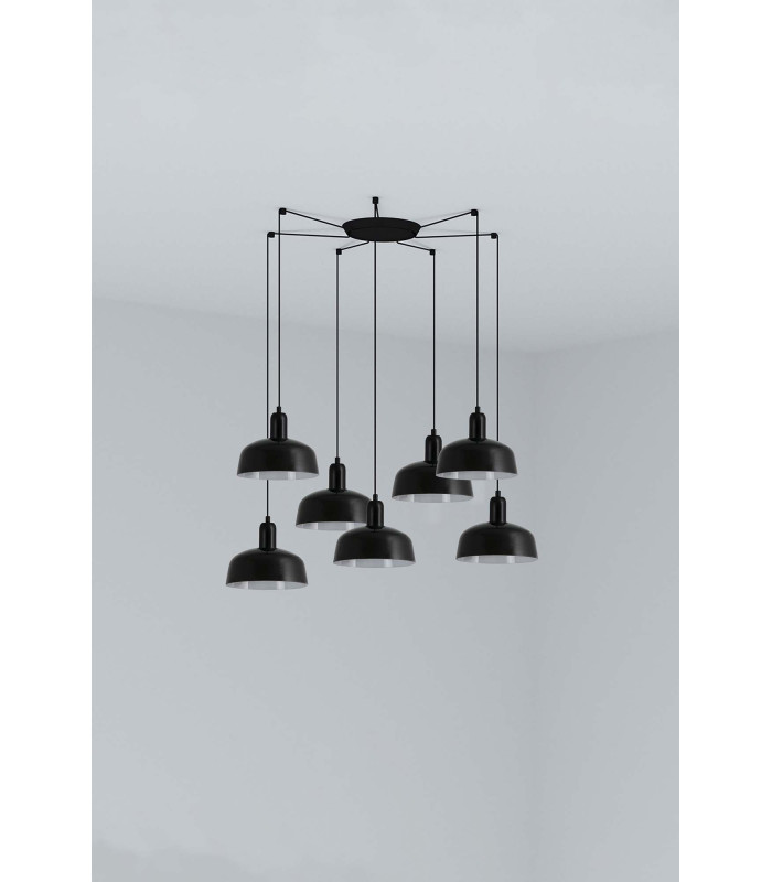 Tatawin Small Cluster Pendant Ceiling Light Black Gloss Black 7x E27-1