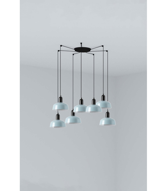 Tatawin Small Cluster Pendant Ceiling Light Black Bluish Grey 7x E27-1