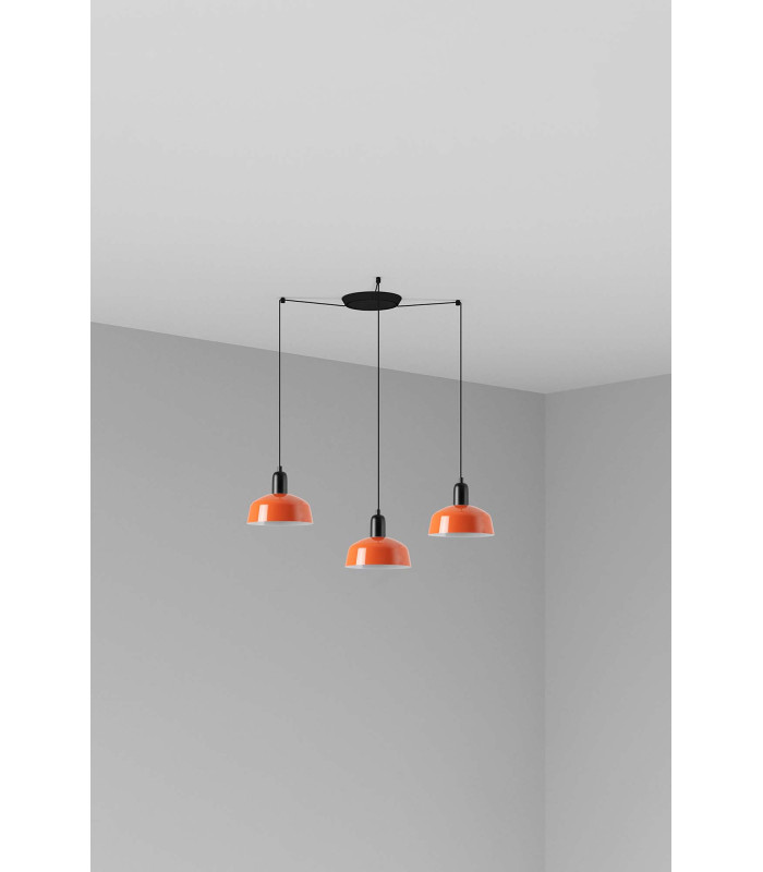 Tatawin Small Cluster Pendant Ceiling Light Black Gloss Reddish Orange 3x E27-1