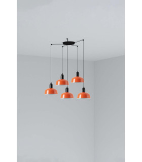 Tatawin Small Cluster Pendant Ceiling Light Black Gloss Reddish Orange 5x E27-1