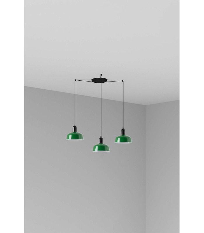 Tatawin Small Cluster Pendant Ceiling Light Black Gloss Green 3x E27-1