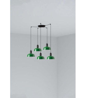 Tatawin Small Cluster Pendant Ceiling Light Black Gloss Green 5x E27-1