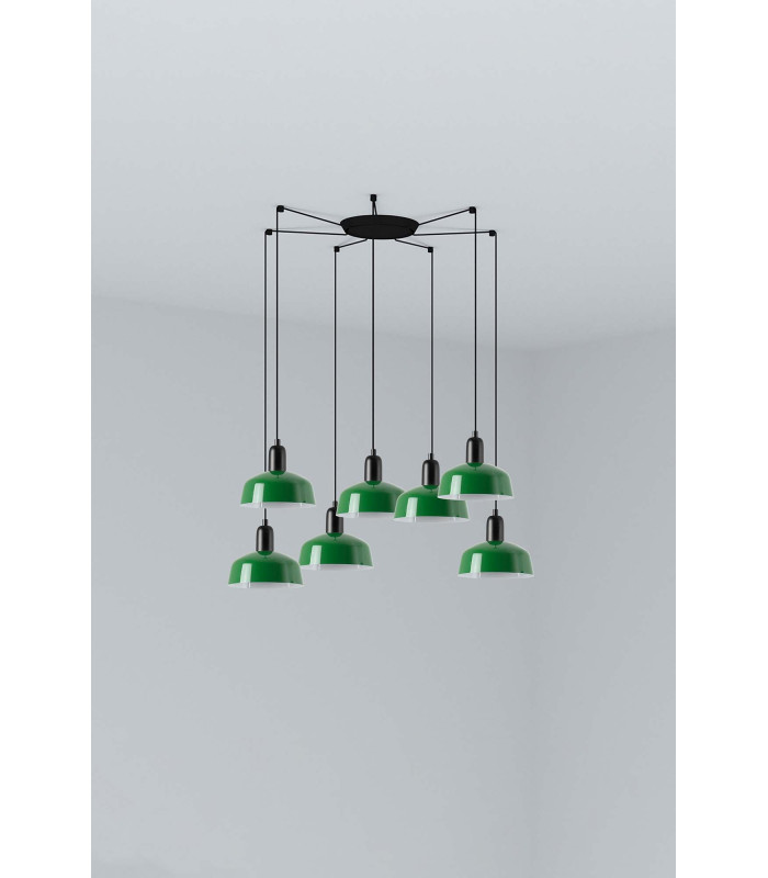 Tatawin Small Cluster Pendant Ceiling Light Black Gloss Green 7x E27-1