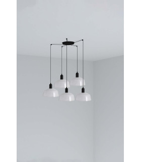 Tatawin Medium Cluster Pendant Ceiling Light Black Gloss White 5x E27-1