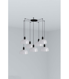 Tatawin Medium Cluster Pendant Ceiling Light Black Gloss White 7x E27-1