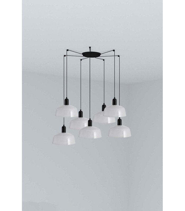 Tatawin Medium Cluster Pendant Ceiling Light Black Gloss White 7x E27-1