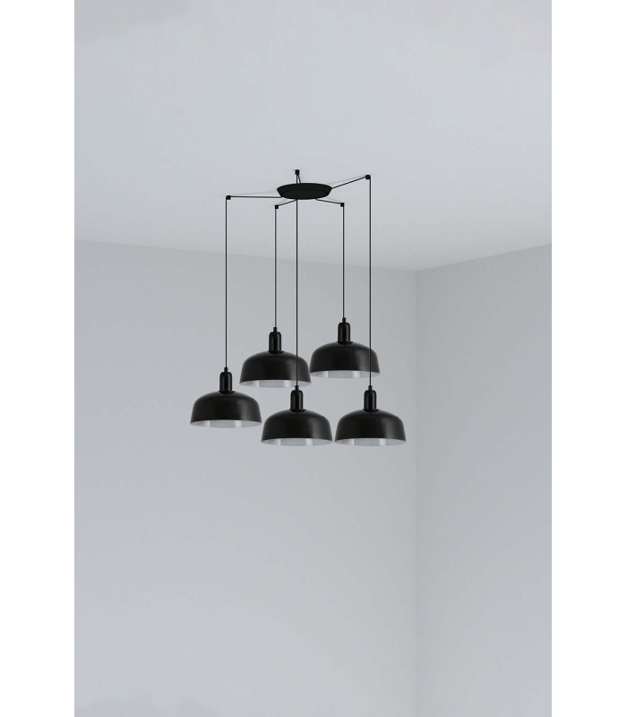 Tatawin Medium Cluster Pendant Ceiling Light  Gloss Black 5x E27-1