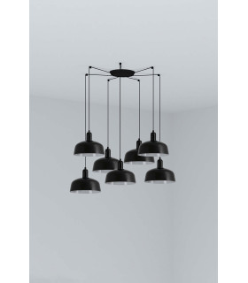 Tatawin Medium Cluster Pendant Ceiling Light  Gloss Black 7x E27-1
