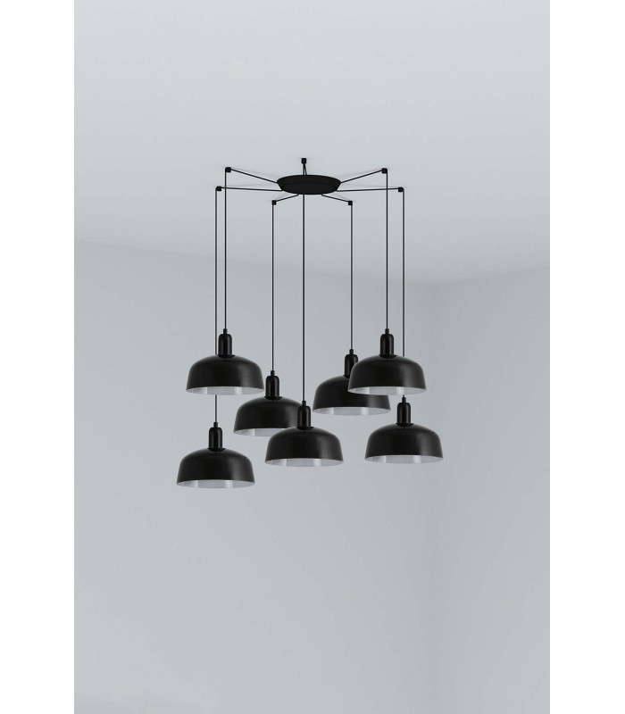 Tatawin Medium Cluster Pendant Ceiling Light  Gloss Black 7x E27-1